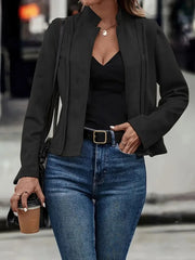 2026 AliExpress Wish Amazon, Cardigan court polyvalent à manches longues et couleur unie pour femme, style hiver, vêtement féminin élégant