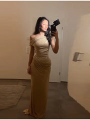 Robe Longue Femme Pailletée Une Épaule - vue 5
