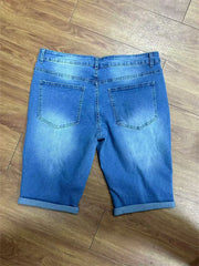 Short en jean rétro pour homme, taille haute, déchiré, coupe droite, extensible, style américain, pour l'été