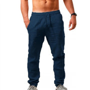 Pantalon d'été en coton et lin pour hommes, couleur unie, respirant, décontracté, taille élastique, Fitness, Hip-Hop, Streetwear