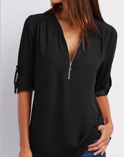 Blouse Femme Mousseline Col V - vue 2