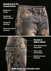 Jean Cargo Homme Coupe Large Délavée - vue 6