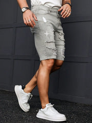 Bermuda en Jean Homme Gris Effiloché - vue 2
