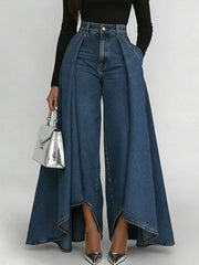 Jupe-Culotte en Jean Taille Haute Drapée