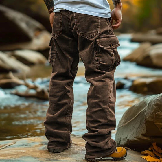 Pantalon Cargo Homme Velours Côtelé Rétro