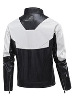 Men's Plus Size Two-Tone Zip Up Leather Jacket - photo produit 2 - VELZAR