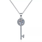 1 Carat 925 Sterling Silver Moissanite Key Pendant Necklace in a stylish design with sparkling details.