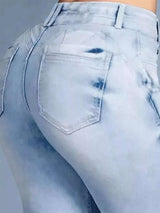 Full Size Wash High-Waisted Flare Jeans Plus Size - photo produit 4 - VELZAR