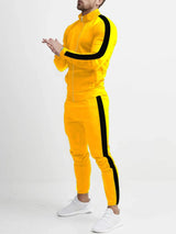 Men's Full Size Side Stripes Zip Up Top and Pants Set Plus Size - photo produit 1 - VELZAR