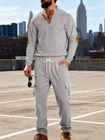 Men's Full Size Casual Button Detail Top and Pants Set Plus Size - photo produit 8 - VELZAR
