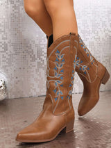 Bottines à Talons Carrés Bout Pointu - photo produit 3 - VELZAR