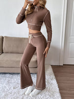 Zip Up Long Sleeve Top and Pants Set - photo produit 4 - VELZAR