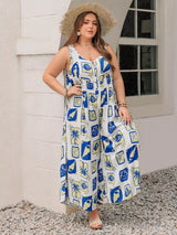 Plus Size Nautical Print Sleeveless Jumpsuit - photo produit 2 - VELZAR