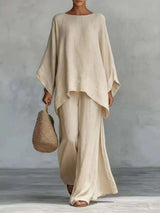 Full Size Round Neck Top and Wide Leg Pants Set Plus Size - photo produit 3 - VELZAR