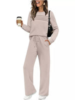 Full Size Long Sleeve Round Neck Top and Pants Set Plus Size - photo produit 13 - VELZAR