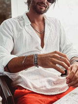 Chemise Manches Longues Détail Boutonné Grande Taille Homme - photo produit 3 - VELZAR