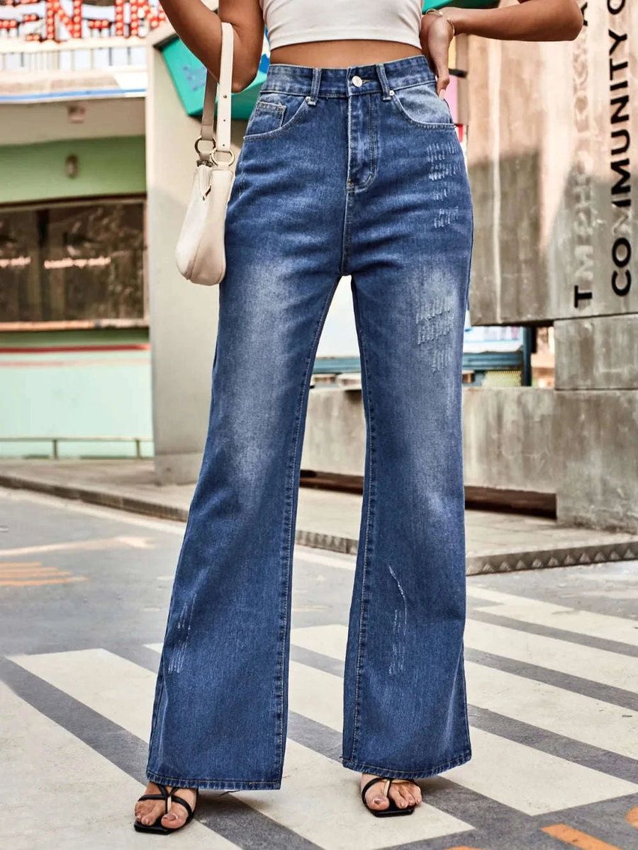Jean Bootcut Taille Haute à Poches