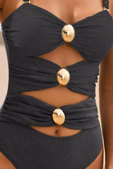 Maillot de Bain Une Pièce Cut-Out Froncé Col Cœur - photo produit 4 - VELZAR