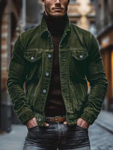 Men's Full Size Corduroy Button-Down Jacket Plus Size - photo produit 4 - VELZAR