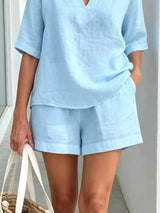 Full Size Half Sleeve Top and Shorts Set Plus Size - photo produit 6 - VELZAR