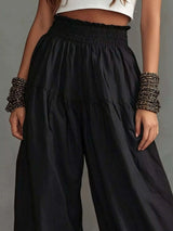 Full Size Smocked Ruffle Hem Wide Leg Pants Plus Size - photo produit 3 - VELZAR