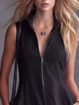 Full Size High-Low Ruffled Zip Front Dress Plus Size - photo produit 4 - VELZAR