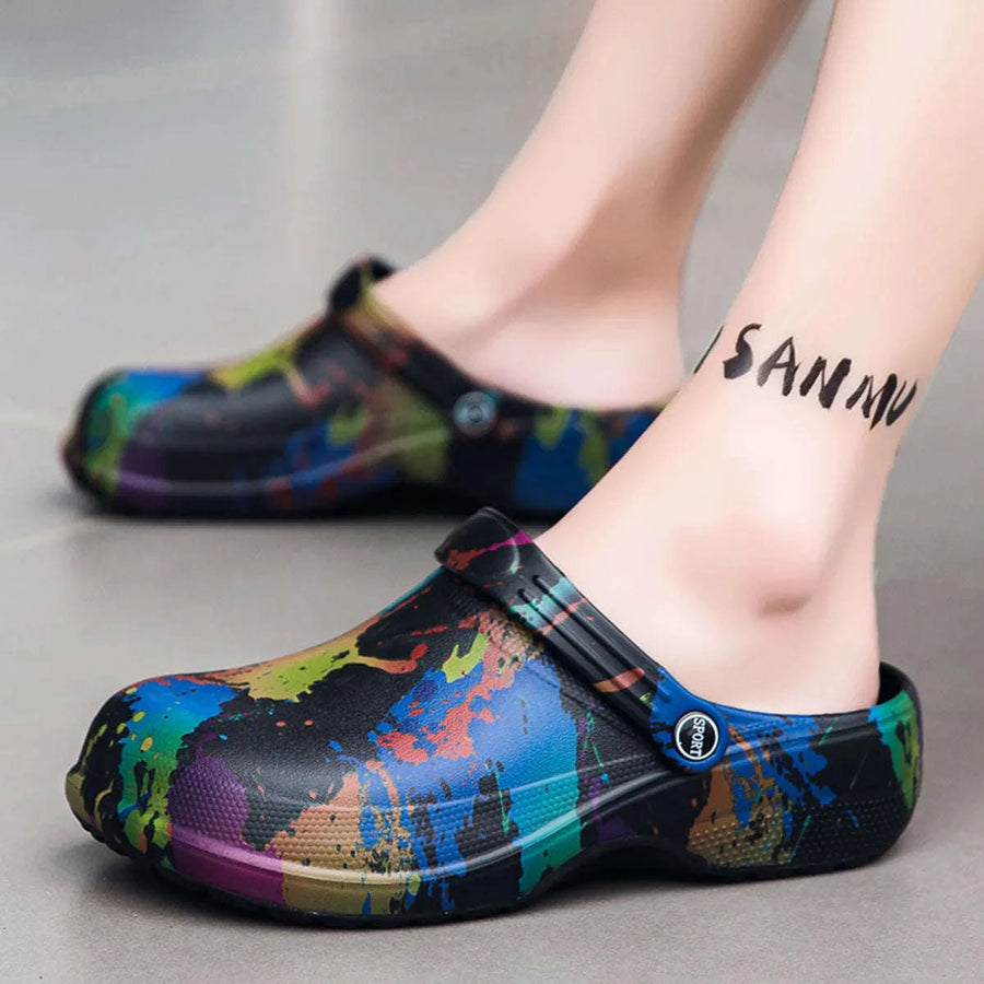 Sandales Homme Éclaboussures de Peinture Colorées