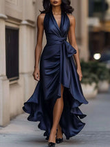 Full Size High-Low Ruffled Satin Maxi Dress Plus Size - photo produit 5 - VELZAR