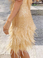 Robe Courte Sequins et Franges de Plumes Grande Taille - photo produit 13 - VELZAR
