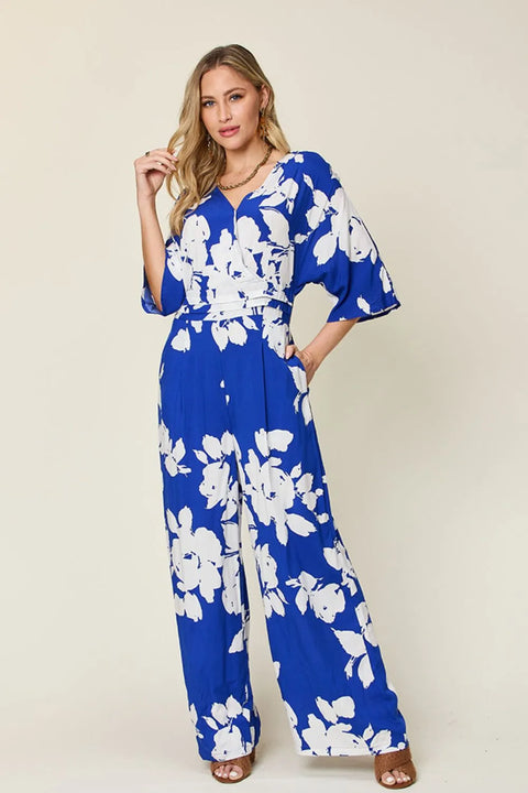 Double Take – Combinaison Imprimée Nouée au Dos Jambe Large Grande Taille - photo produit 1 - VELZAR