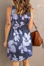 Robe Courte Magique Col Rond Boutonnée Sans Manches - photo produit 9 - VELZAR