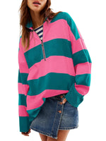 Sweat Oversize Rayé Demi-Zip - photo produit 4 - VELZAR