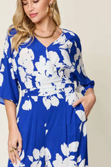 Double Take – Combinaison Imprimée Nouée au Dos Jambe Large Grande Taille - photo produit 4 - VELZAR