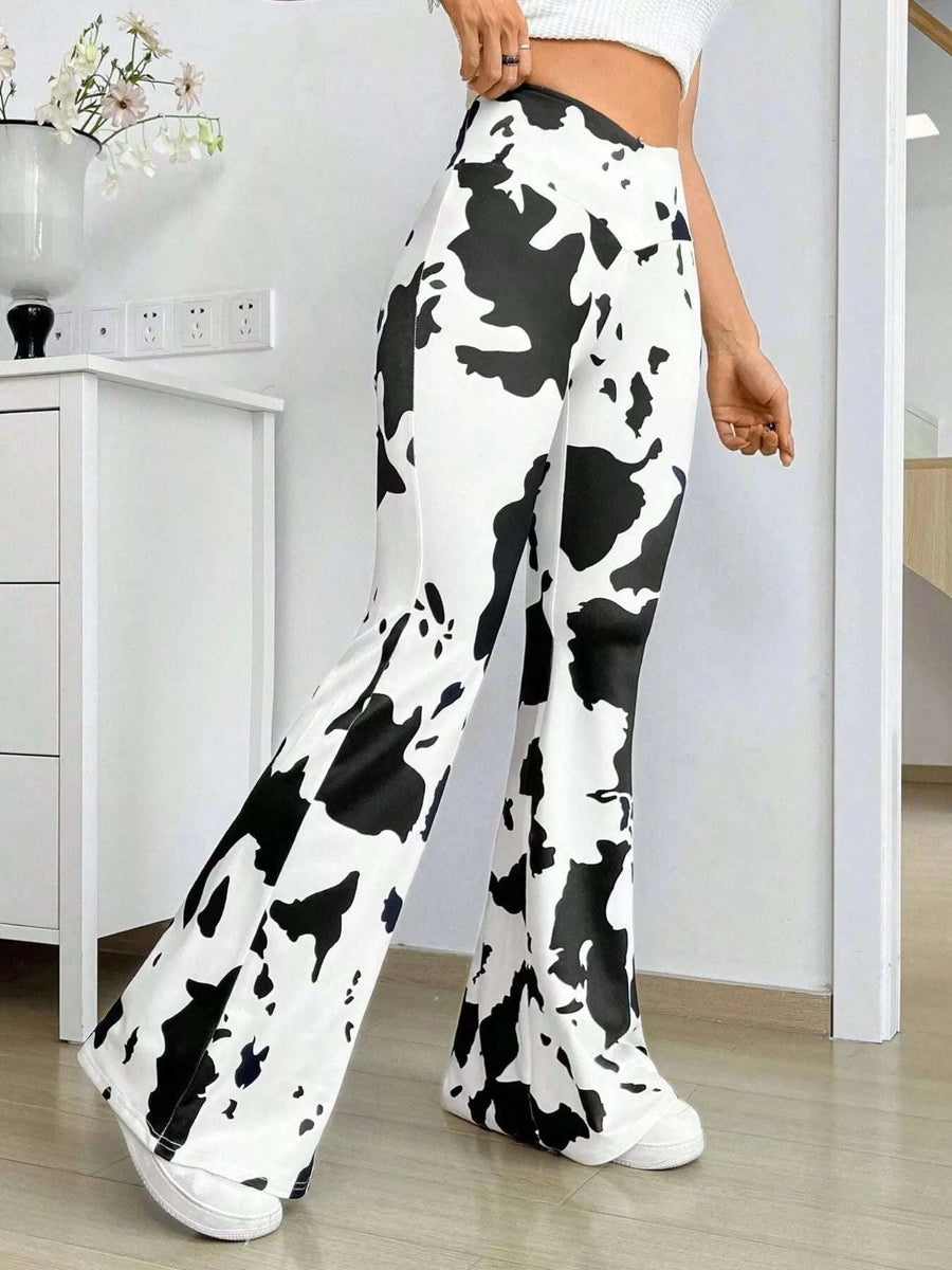 Pantalon Évasé Imprimé Vache