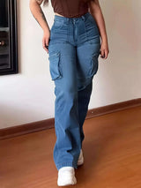 Plus Size High-Waisted Cargo Jeans - photo produit 3 - VELZAR