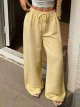 Plus Size Wide Leg Drawstring Pants - photo produit 4 - VELZAR