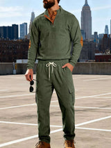 Men's Full Size Casual Button Detail Top and Pants Set Plus Size - photo produit 5 - VELZAR