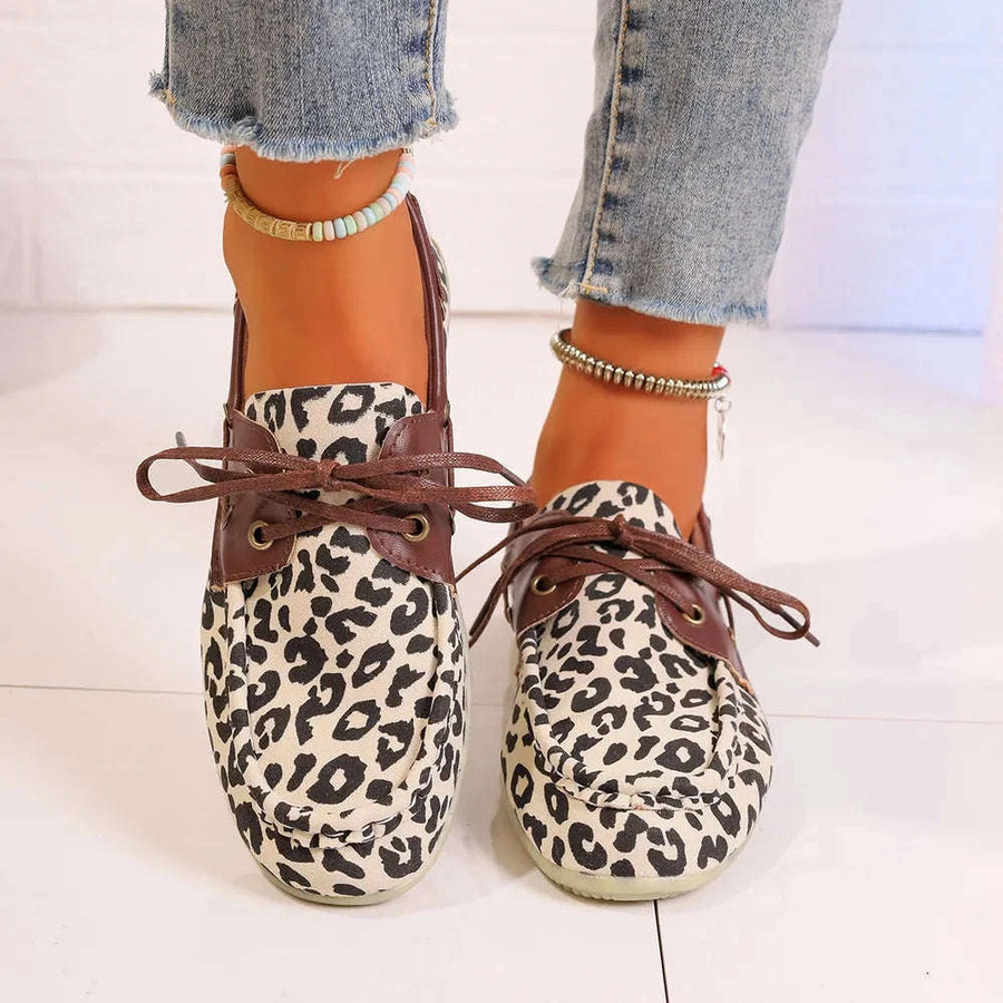 Mocassins à Lacets Imprimé Léopard