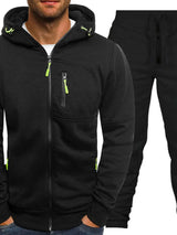 Men's Plus Size Zip Up Hooded Top and Pants Set - photo produit 5 - VELZAR