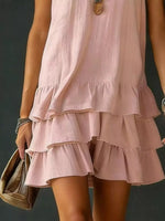 Robe Sans Manches Col en V Ourlet Volanté Grande Taille - photo produit 15 - VELZAR