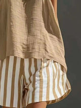 Ensemble Débardeur Col Rond et Short Rayé - photo produit 6 - VELZAR