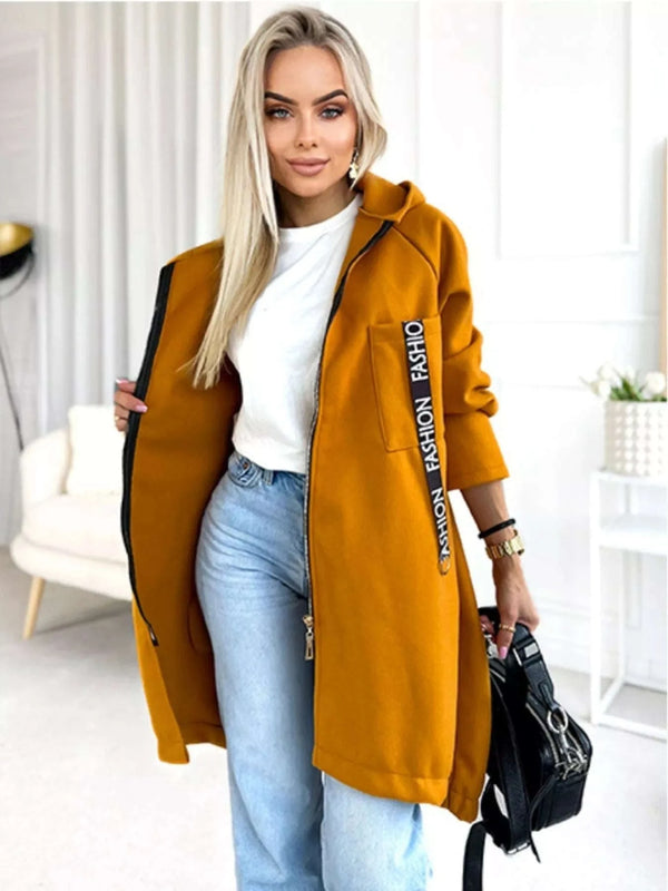 Full Size Zip Up Longline Hooded Outerwear Plus Size - photo produit 1 - VELZAR