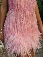 Robe Courte Sequins et Franges de Plumes Grande Taille - photo produit 7 - VELZAR