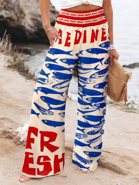 Plus Size Printed Wide Leg Pants - photo produit 1 - VELZAR