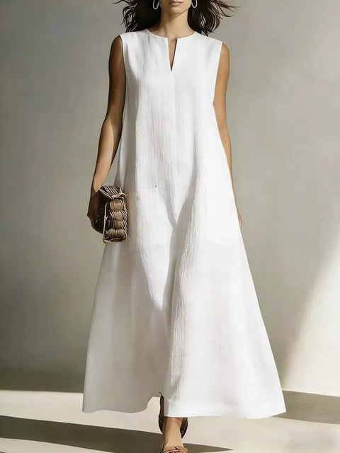 Full Size Notched Sleeveless Maxi Dress Plus Size - photo produit 1 - VELZAR
