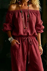 Full Size Off-Shoulder Top and Pants Set Plus Size - photo produit 5 - VELZAR