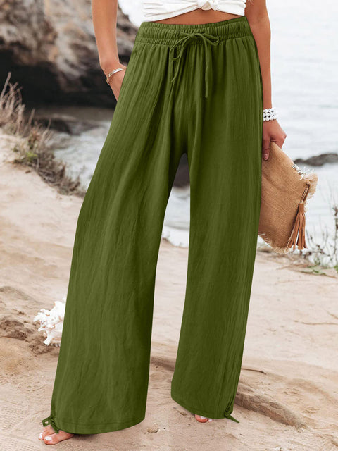 Full Size Drawstring Wide Leg Pants Plus Size - photo produit 1 - VELZAR