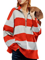Sweat Oversize Rayé Demi-Zip - photo produit 5 - VELZAR