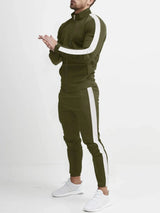 Men's Full Size Side Stripes Zip Up Top and Pants Set Plus Size - photo produit 6 - VELZAR
