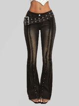 Belted High Waist Flare Jeans - photo produit 4 - VELZAR